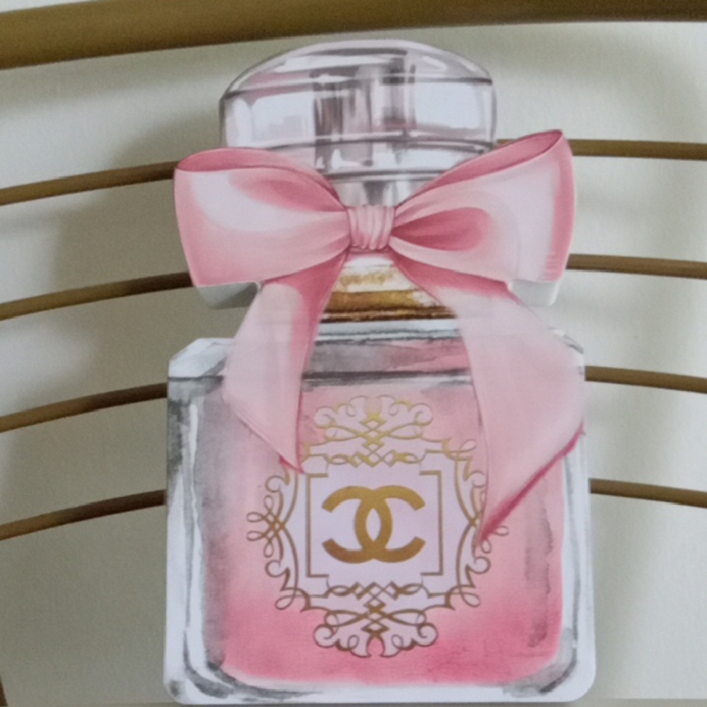 CHANEL Pink and Gold Perfume with Bow